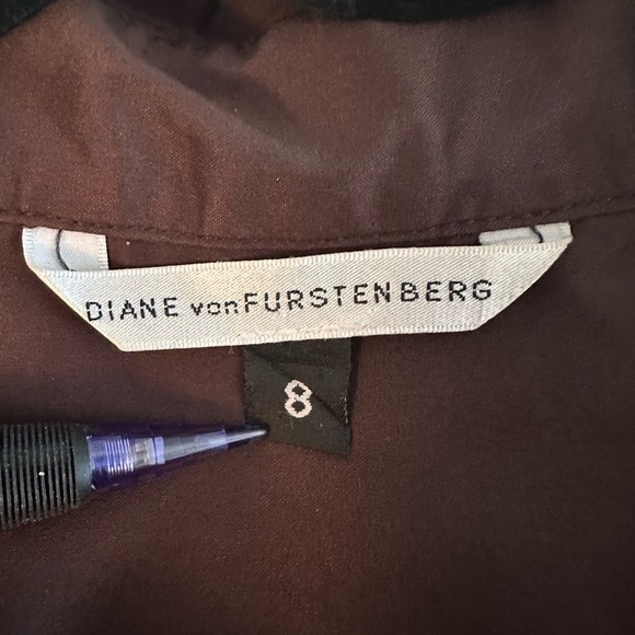 Diane Von Furstenberg Clive Chocolate Brown Military Button Up Shirt Dress Sz 8 - Picture 4 of 6